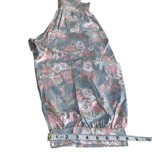 Vintage Laura Ashley Great Britain Cottagecore Floral Crop Jumpsuit Bow Pockets - Picture 8 of 11